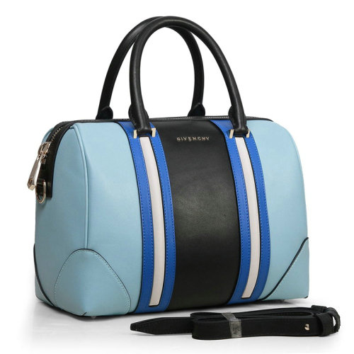 Givenchy lucrezia calf leather boston bag 5470 light blue&blue&black